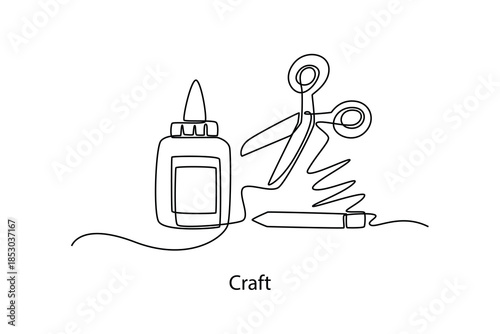 Craft. School Subject concept. Single line draw design. Vector graphic illustration