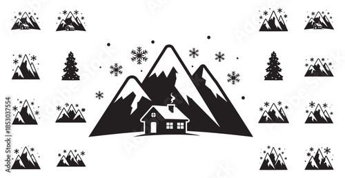 set of mountain icons