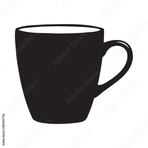 Simple dark coffee mug on black background