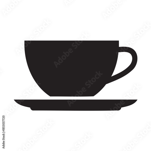 Simple dark gray tea cup on saucer