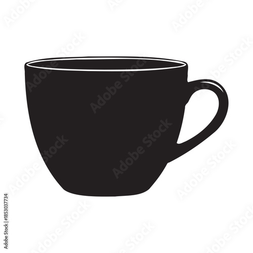 Simple dark gray coffee cup on black background