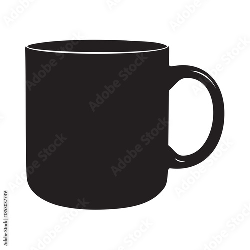 Simple black coffee mug on dark background