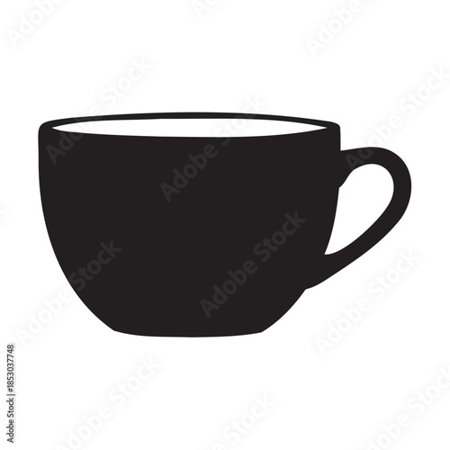 Simple dark coffee cup on black background