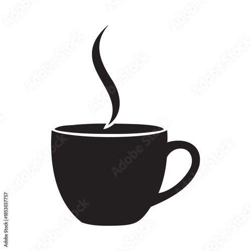 Steaming hot cup of coffee on a dark background