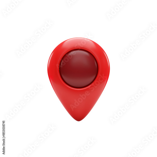 Free Download Bright red location pin icon with detailed shading and glossy finish on a plain backdrop transparent background - GFXLoad