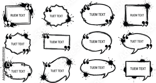 Collection of hand drawn speech bubbles and thought bubbles in various shapes and styles