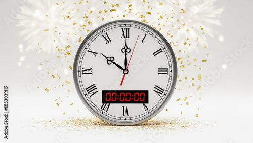 New year countdown clock on white background