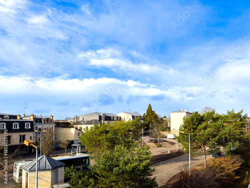 Street view of downtown in Brunoy, France