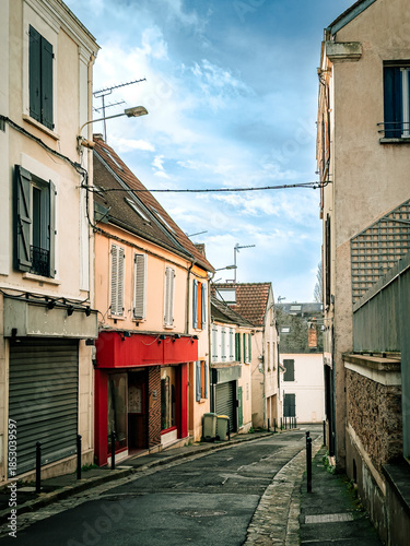 Street view of old village Brunoy in France