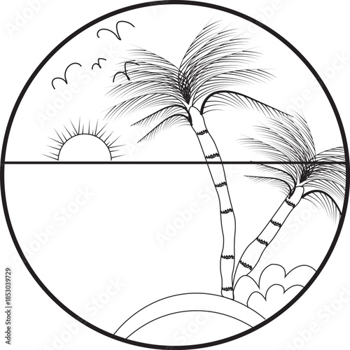 Beautiful natural scenery with palm trees and sunrise images