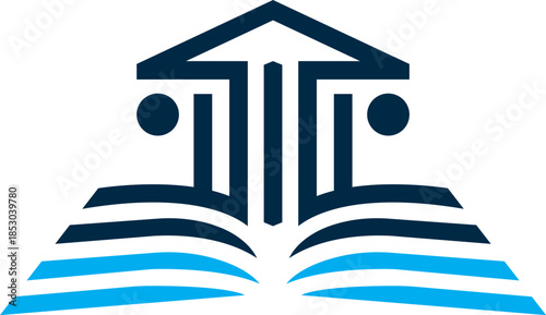 Book Pillar Education Law Knowledge Logo Design Vector Template