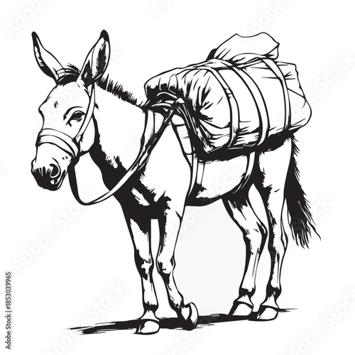 donkey with a bag