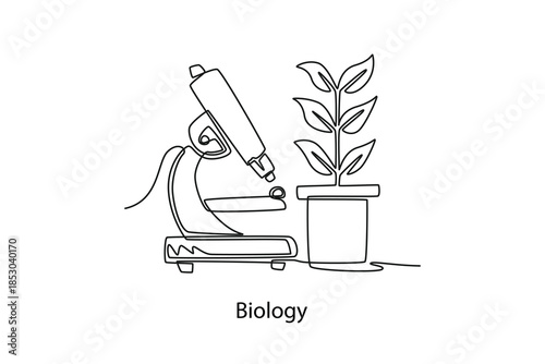 Biology. School Subject concept. Single line draw design. Vector graphic illustration