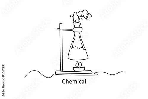 Chemical. School Subject concept. Single line draw design. Vector graphic illustration