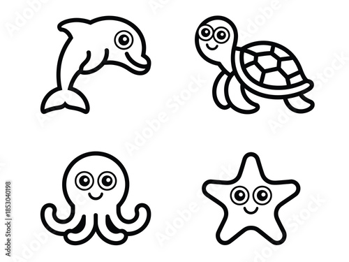 Cartoon sea creatures