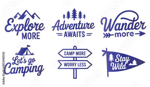 Camping quotes and elements for outdoor adventure