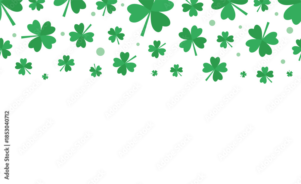 Fototapeta premium Banner with clover leaves on a white background. St. Patrick's Day