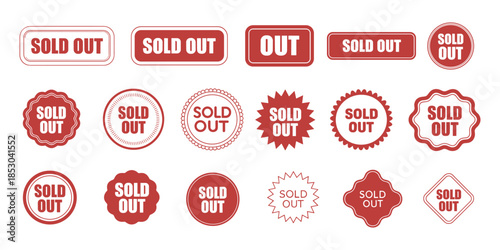 Collection of red sold out stamps for unavailable products sold out, red stamp, unavailable, product label