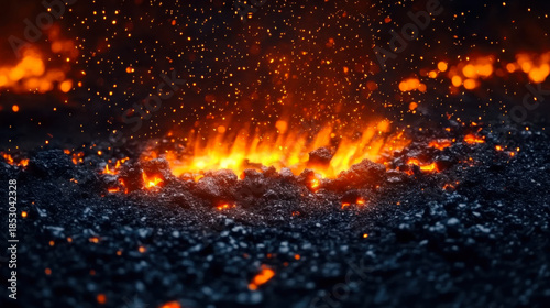 Embers and Sparks Glow in the Darkness