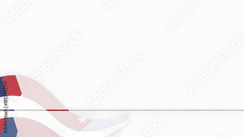 Abstract patriotic wave of red, white, and blue with subtle stars on a clean white background