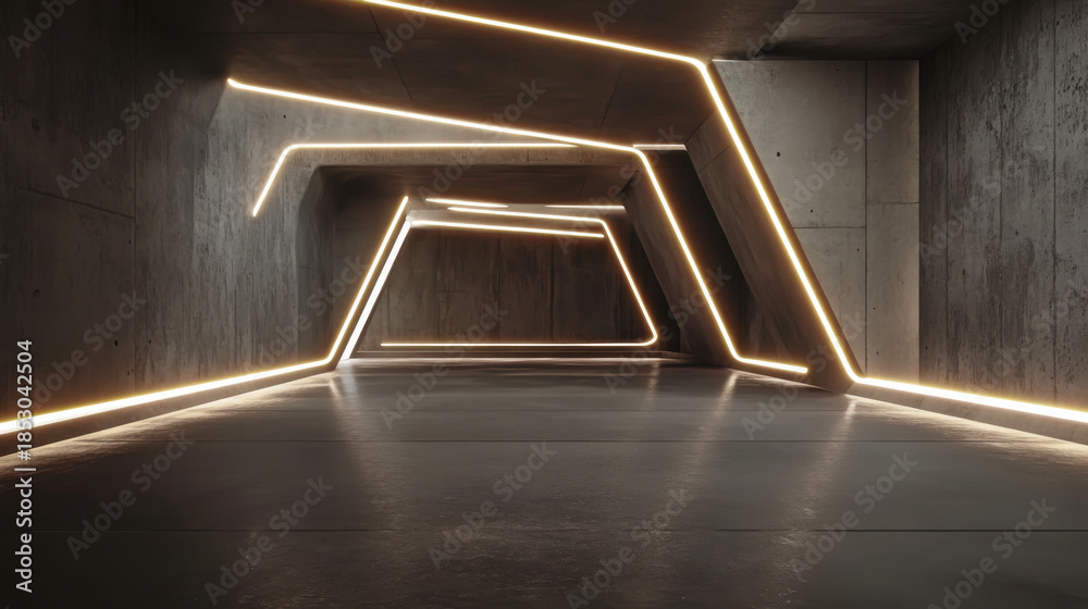 Fototapeta premium Abstract architectural concrete interior of a minimalist house