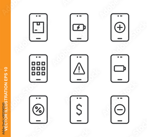 Smartphone line icons- Mini collection and editable stroke series icon