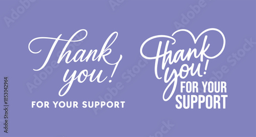 Thank you for your support clipart, cursive and bold appreciation text design