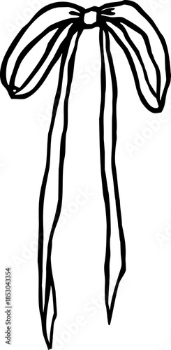 Hand-drawn Black Ink Ribbon Clipart with Rough Edges