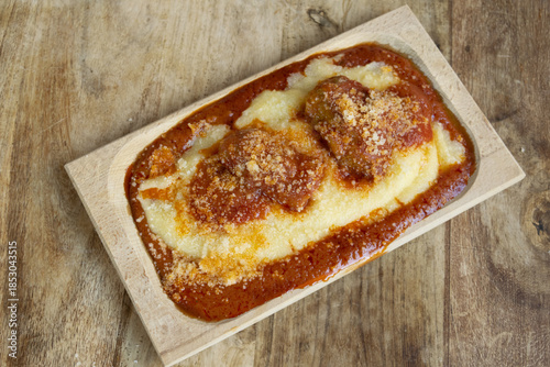 creamy polenta with sausage ragu