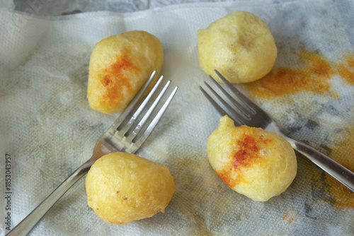 calabrian zeppole with spicy nduja just fried