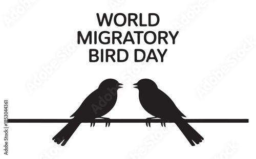 Black Birds Silhouettes on Wire World Migratory Bird Day