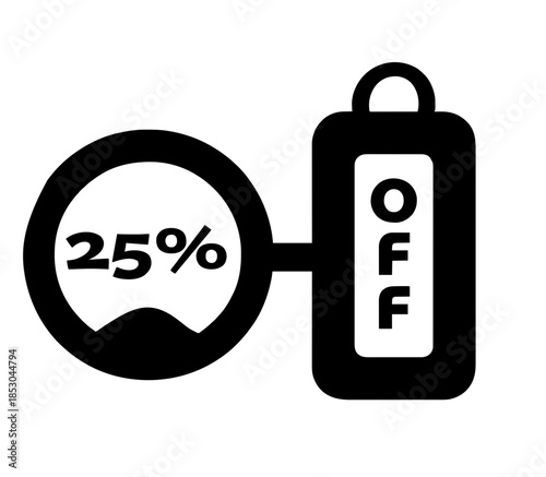 25 Percent Off Sale Tag and Discount Label Vector Illustration