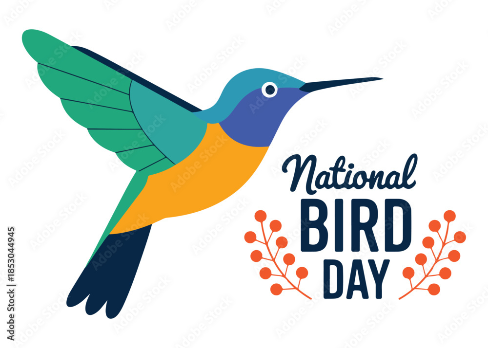 Obraz premium Hummingbird Flying on National Bird Day