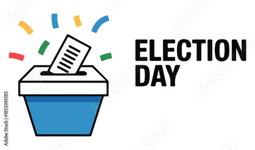 Election Day Voting Ballot Box with Colorful Confetti