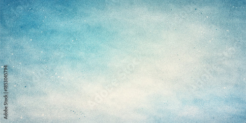 Vintage grunge background featuring a weathered blue sky texture with aged paper patterns and watercolor paint strokes on a rough retro wall backdrop