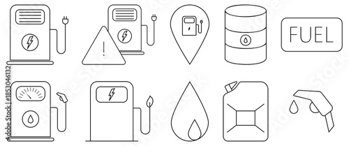 Gas station icon set