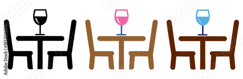 Collection of dining and restaurant icons featuring cutlery, tables, serving dishes, and bread baskets