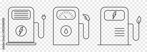Set of line gas station icons