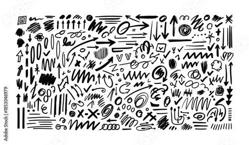 A collection of hand drawn arrows and symbols