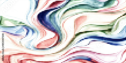 Abstract dotted halftone texture fading from white to teal and deep blue in vertical gradient