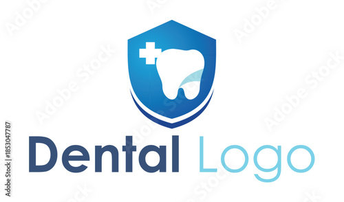 Tooth on a shield, an ideal icon for dentists, implantologists and the dental industry
