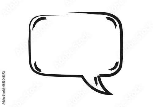 Globo de texto rectangular con bordes redondeados dibujado a mano con trazos de pincel negro