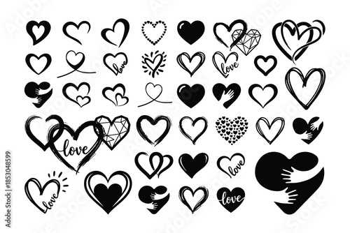 Collection of diverse heart illustrations