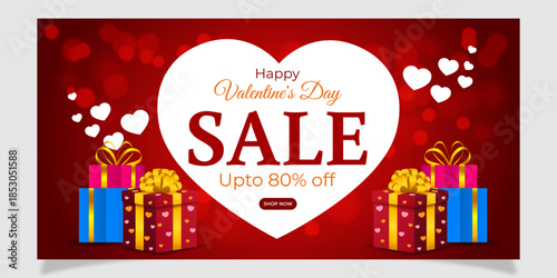 Vector illustration of Happy Valentine's Day Sale social media template