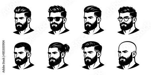 Man's hairstyle set. Men haircut icon