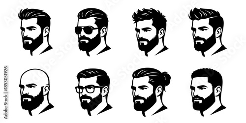 Man's hairstyle set. Men haircut icon