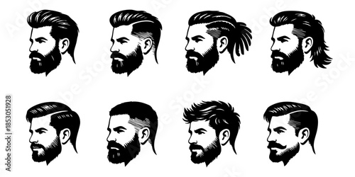 Man's hairstyle set. Men haircut icon