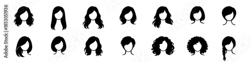 Women hairstyle set. Female hair icon