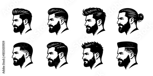 Man's hairstyle set. Men haircut icon