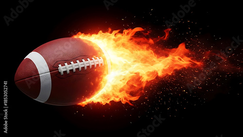 American football on fire with flames